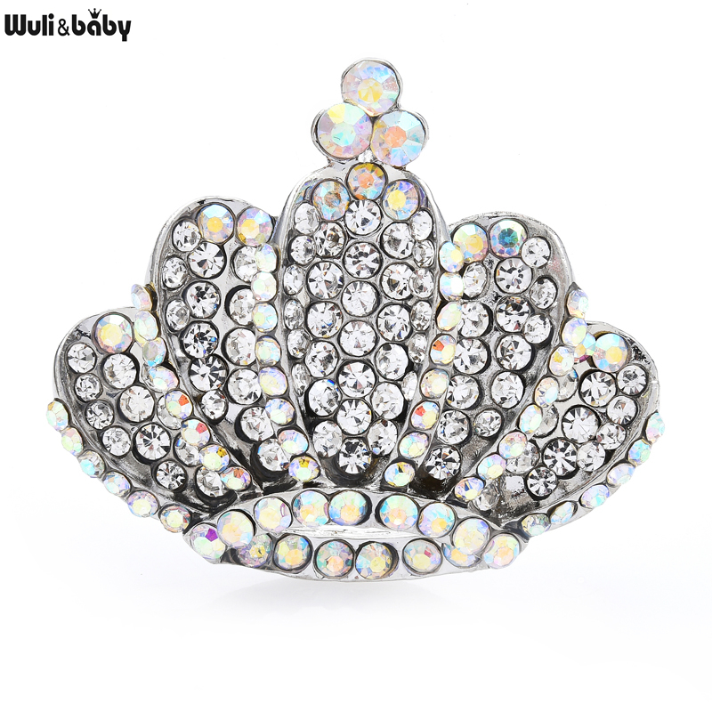 Sparkling Rhinestone Crown Brooch Pin
