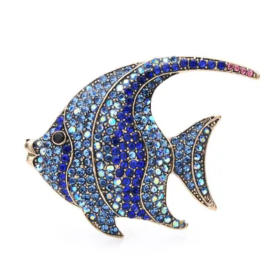 Sparkling Rhinestone Flat Fish Brooch