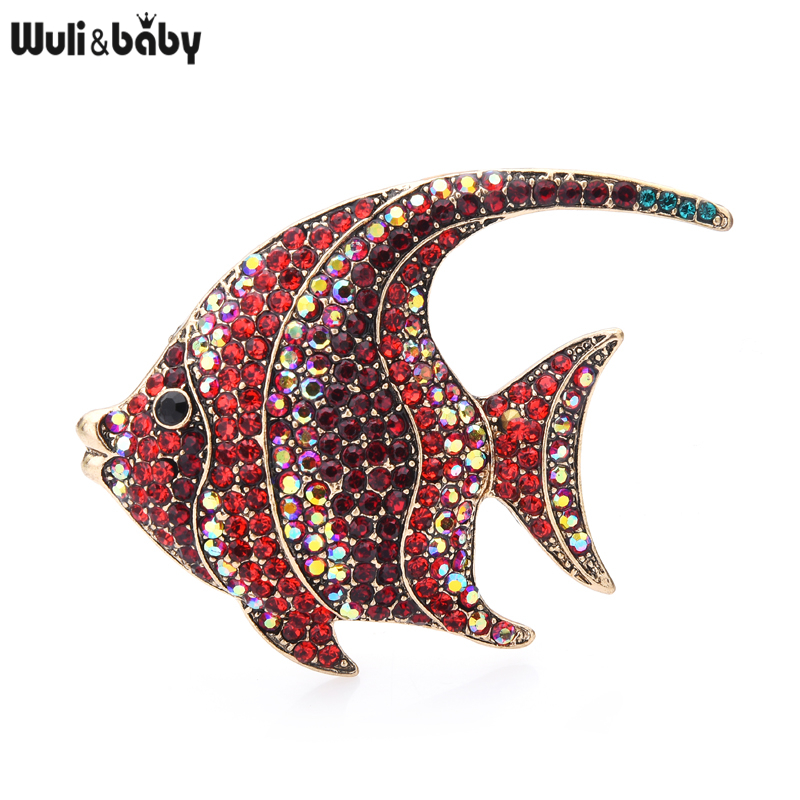 Sparkling Rhinestone Flat Fish Brooch