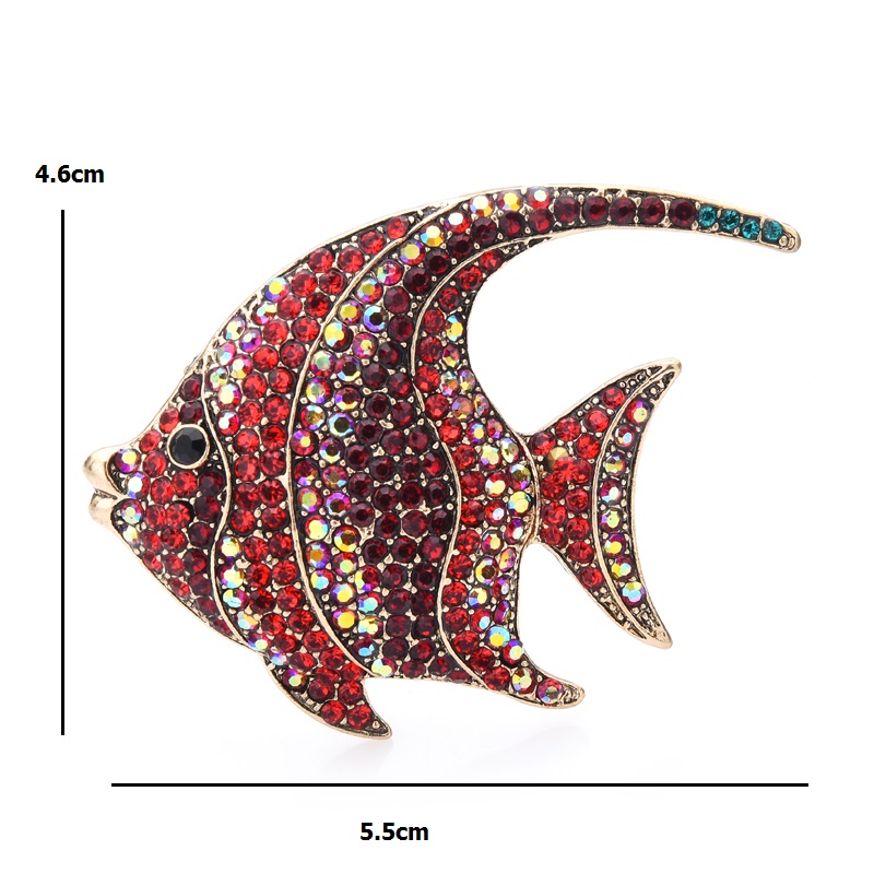 Sparkling Rhinestone Flat Fish Brooch