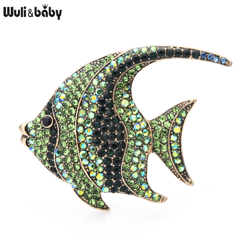 Sparkling Rhinestone Flat Fish Brooch