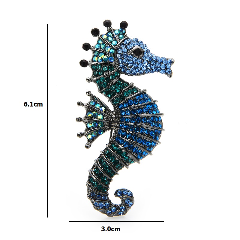 Sparkling Rhinestone Seahorse Brooch