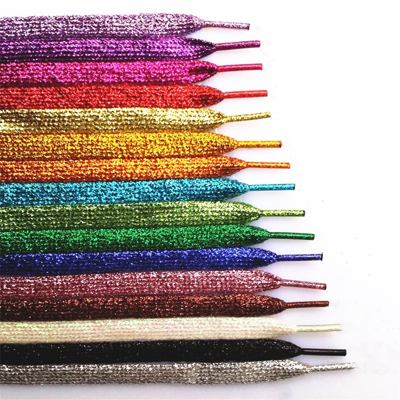 Sparkly Polyester Flat Glitter Shoelaces