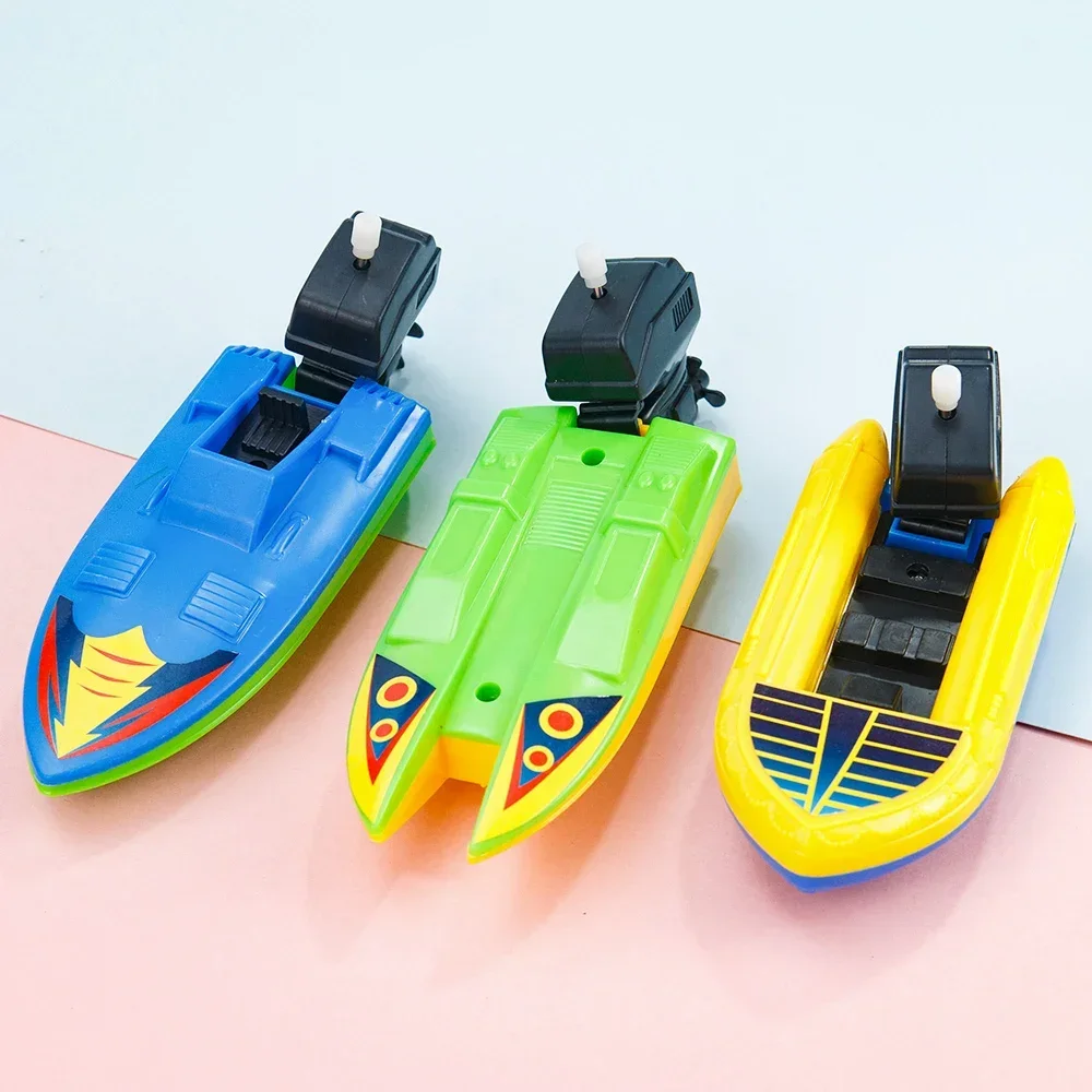 Speed Boat Clockwork Toys Ship Wind Up Toy Float In Water Kids Toys Classic Bathtub Shower Bath Toy for Children Boys