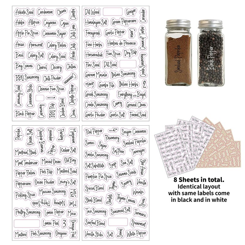 Spice Bottle Labels (274 pcs, 8 Sheets) Spice Bottle Labels (274 pcs, 8 Sheets)