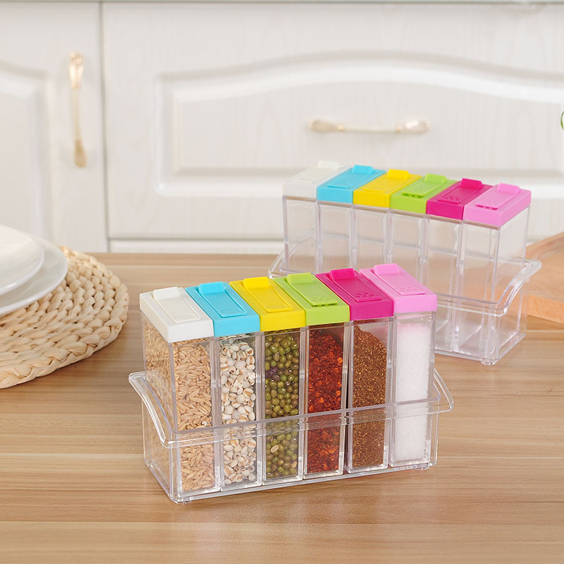 Spice Organizer Plastic Transparent Spice Jars (Set of 6) Spice Organizer Plastic Transparent Spice Jars (Set of 6)