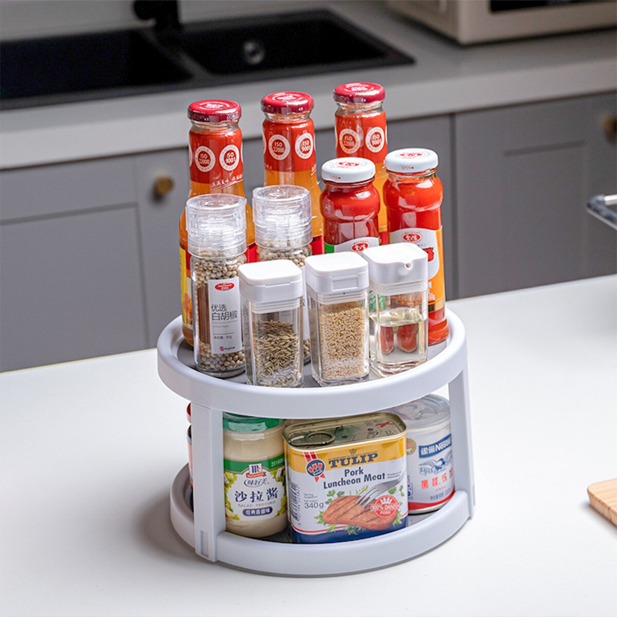 Spice Spinning Rack Two-Tier Organizer