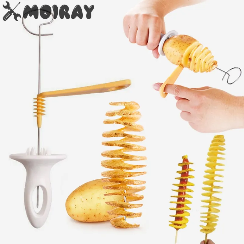 Spiral Potato Cutter Twisted Slice Potato Tower Whirlwind Potato Cut Diy Creative Fruit And Vegetable Spiral Slicer For