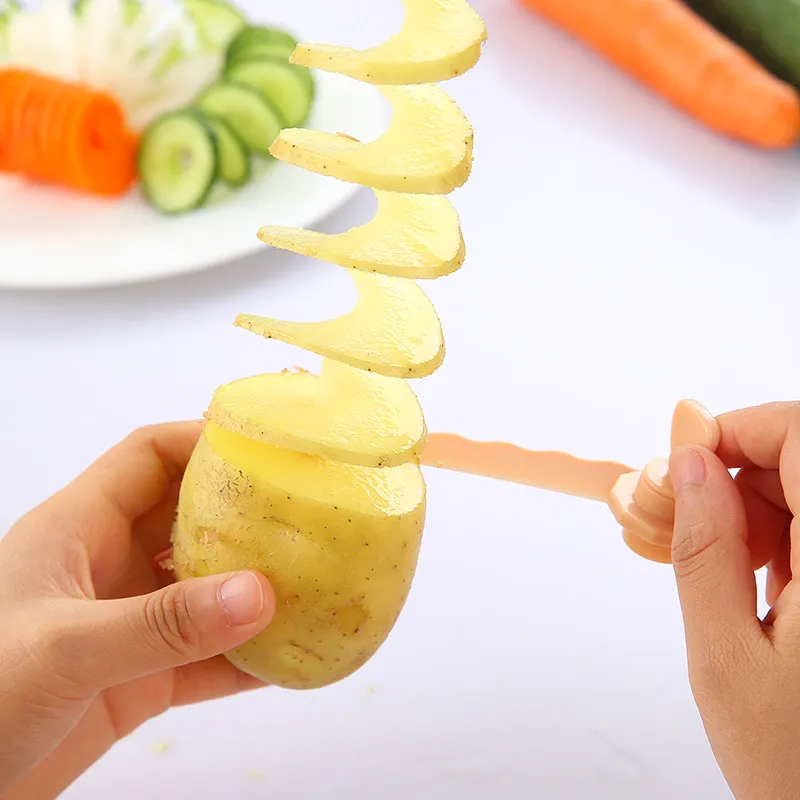 Spiral Potato Cutter Twisted Slice Potato Tower Whirlwind Potato Cut Diy Creative Fruit And Vegetable Spiral Slicer For