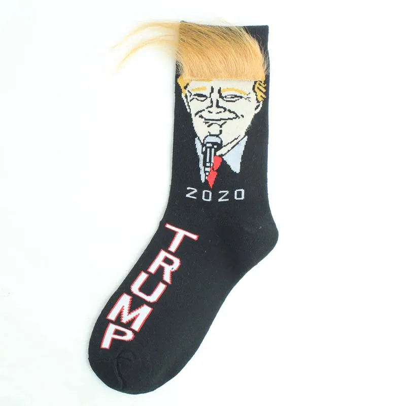Spoof Funny President Donald Trump Socks With 3D Fake Hair Crew Socks Mens Compression Socks Streetwear Hip Hop Spoof Funny President Donald Trump Socks With 3D Fake Hair Crew Socks Mens Compression Socks Streetwear Hip Hop