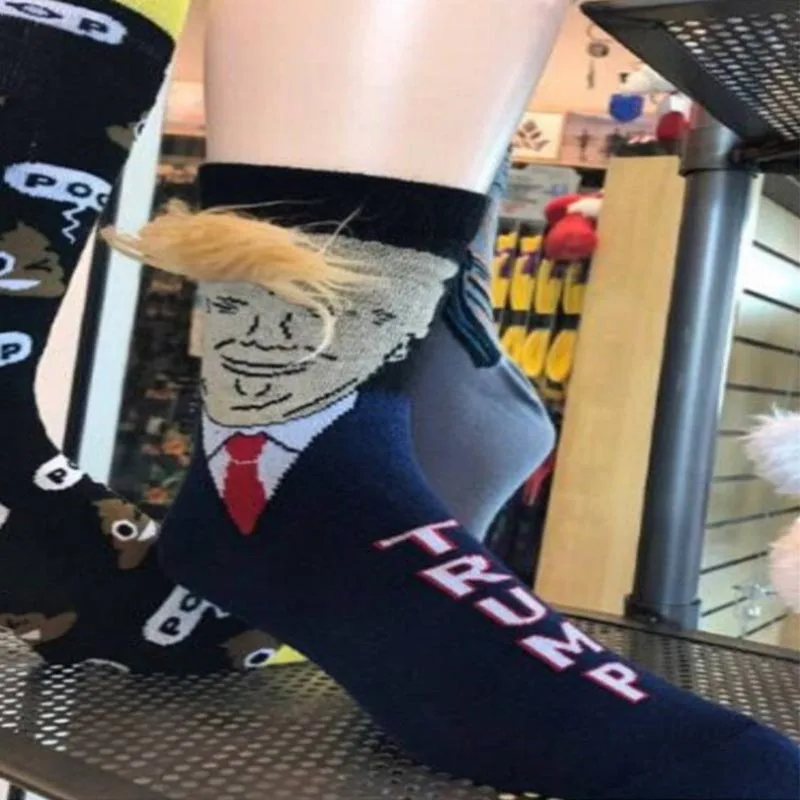 Spoof Funny President Donald Trump Socks With 3D Fake Hair Crew Socks Mens Compression Socks Streetwear Hip Hop Spoof Funny President Donald Trump Socks With 3D Fake Hair Crew Socks Mens Compression Socks Streetwear Hip Hop