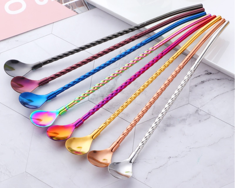 Spoon Straws Reusable Colored Spoons (2Pcs) Spoon Straws Reusable Colored Spoons (2Pcs)