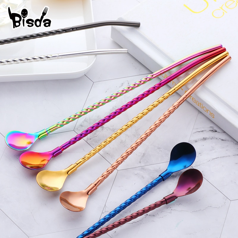 Spoon Straws Reusable Colored Spoons (2Pcs) Spoon Straws Reusable Colored Spoons (2Pcs)
