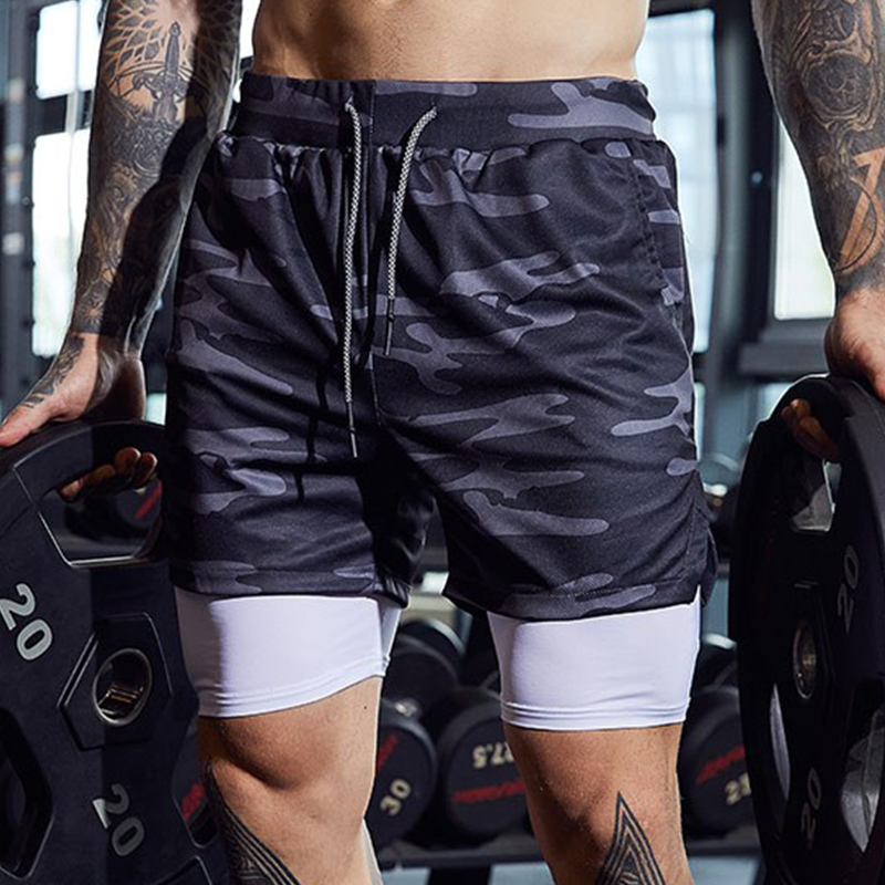 Sport Shorts Men Sportswear Double Deck Running Shorts 2 In 1 Beach Bottoms Summer Gym Fitness Training Jogging Short