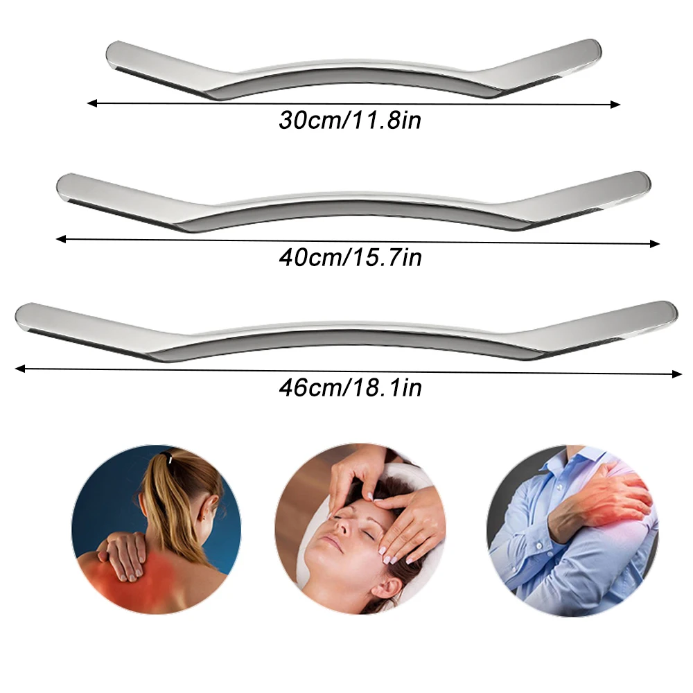 Sport Stainless Steel Long Gua Sha Tool-Guasha Long Bar Muscle Scraping Massage Tools-Help Relieve Sore Muscles Soft