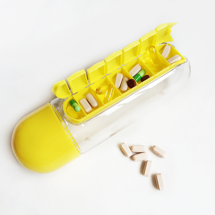 Sports Water Bottle With Built-In Pill Box Sports Water Bottle With Built-In Pill Box