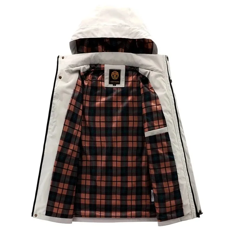 Spring And Autumn Men's Windbreaker Outdoor Soft Shell Windproof Waterproof Jacket Long-Sleeved Hooded Solid Color Spring And Autumn Men's Windbreaker Outdoor Soft Shell Windproof Waterproof Jacket Long-Sleeved Hooded Solid Color