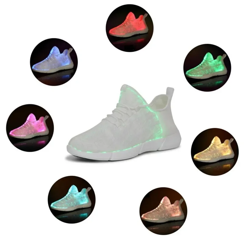 Spring Boy Luminous Glowing Sneakers Men Women Girl Kids LED Light Shoes Children Flashing Adults USB Recharge Fiber