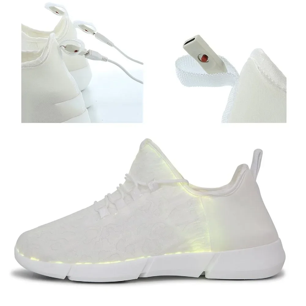 Spring Boy Luminous Glowing Sneakers Men Women Girl Kids LED Light Shoes Children Flashing Adults USB Recharge Fiber