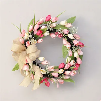 Spring Color Tulip Door Wreath