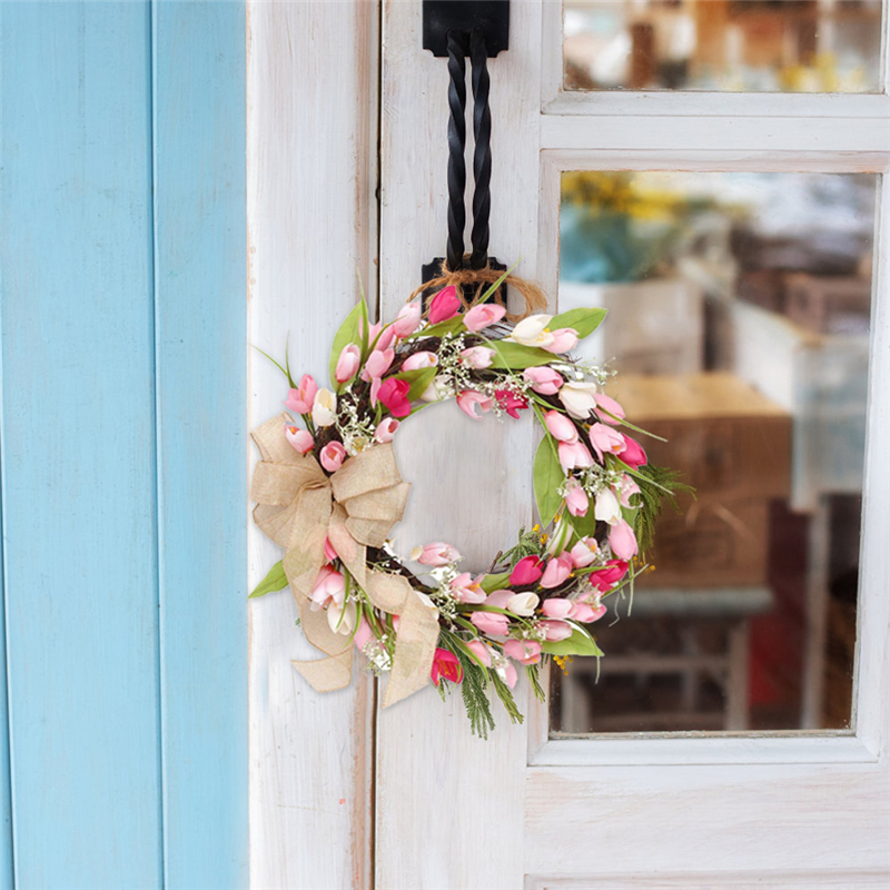 Spring Color Tulip Door Wreath