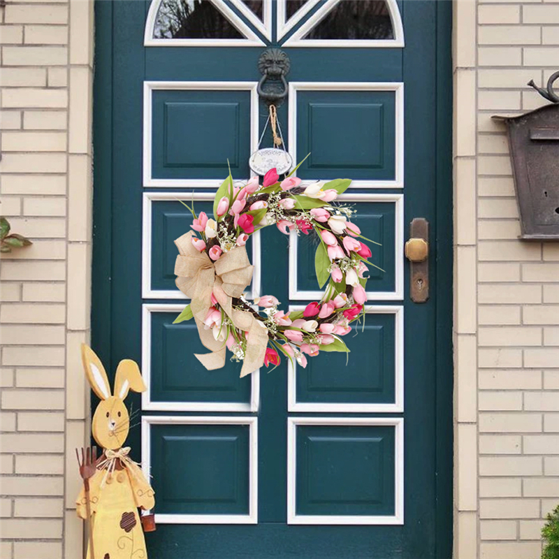 Spring Color Tulip Door Wreath