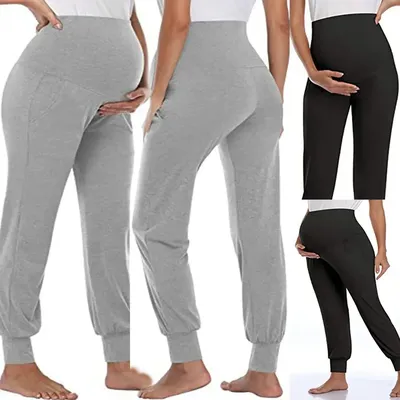 Spring Maternity Women's Casual Pants Premama Solid High Waist Strechy Lounge Trousers For Pregnant Women Joggers With