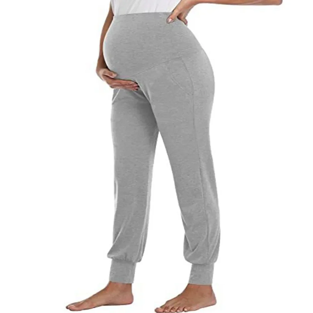 Spring Maternity Women's Casual Pants Premama Solid High Waist Strechy Lounge Trousers For Pregnant Women Joggers With