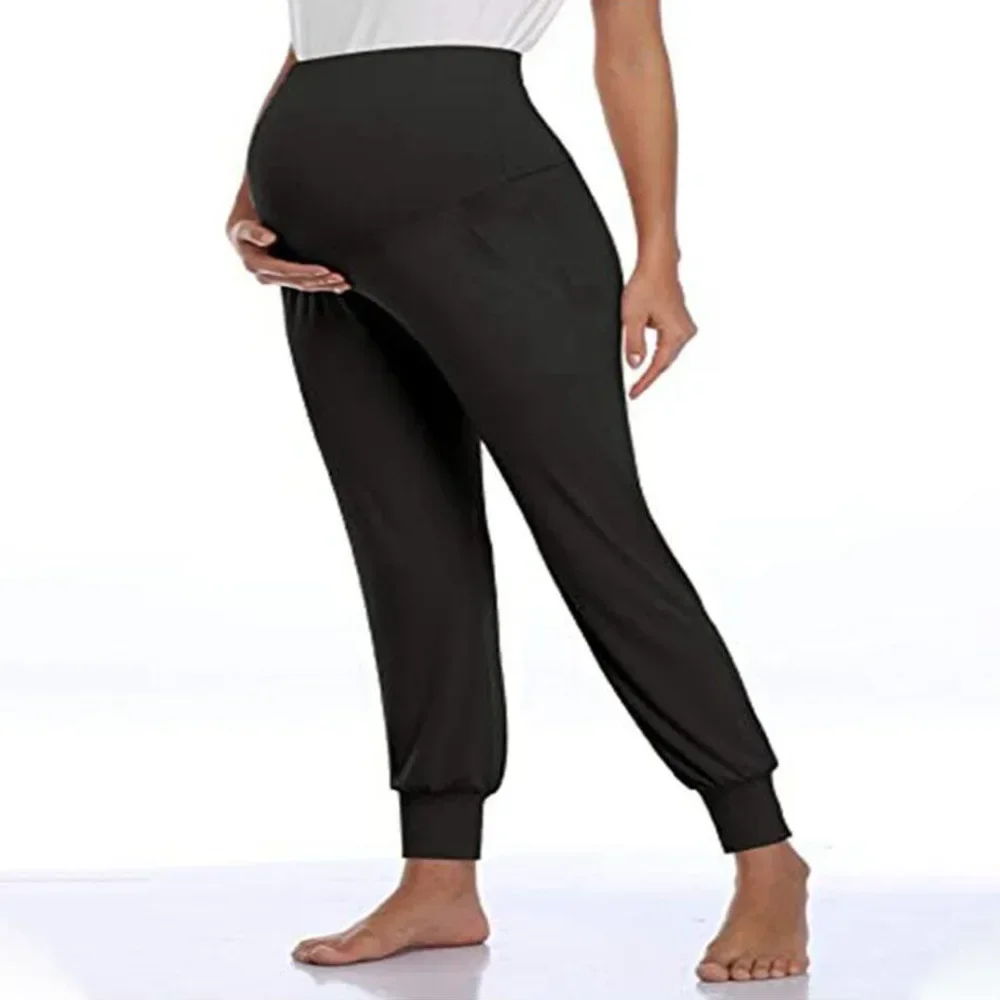 Spring Maternity Women's Casual Pants Premama Solid High Waist Strechy Lounge Trousers For Pregnant Women Joggers With