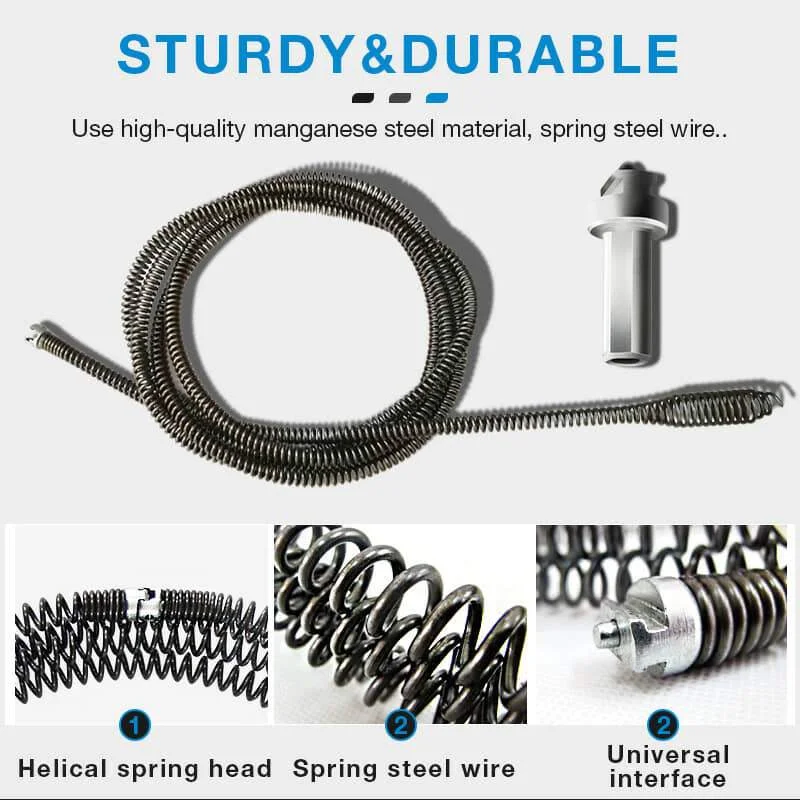 Spring Pipe Dredging Tools Drain Cleaner Sewer Sinks Basin Pipeline Clogged Remover Connected to Electric Screwdriver