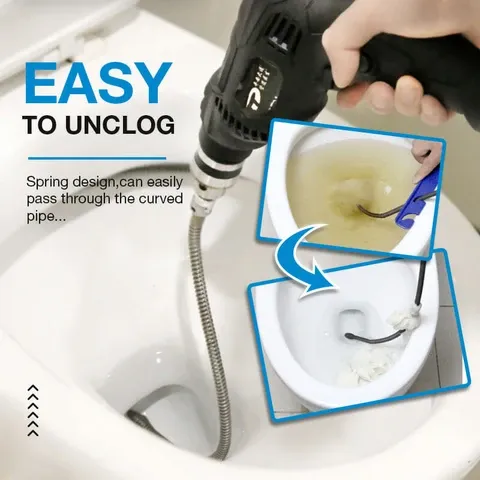 Spring Pipe Dredging Tools Drain Cleaner Sewer Sinks Basin Pipeline Clogged Remover Connected to Electric Screwdriver