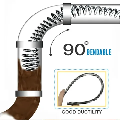 Spring Pipe Dredging Tools Drain Cleaner Sewer Sinks Basin Pipeline Clogged Remover Connected to Electric Screwdriver