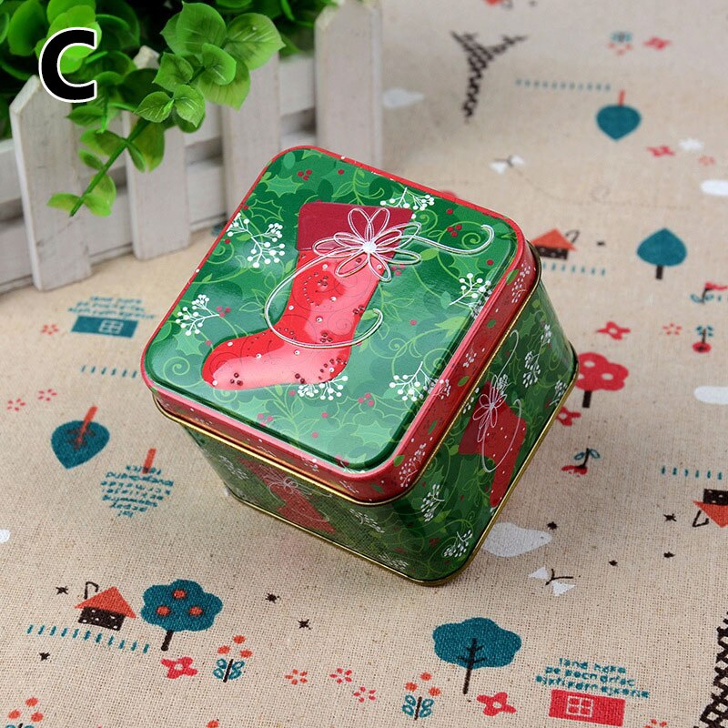 Square Christmas Holiday Cookie Tin