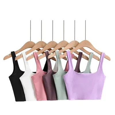 Square Collar Sleeveless Crop Top