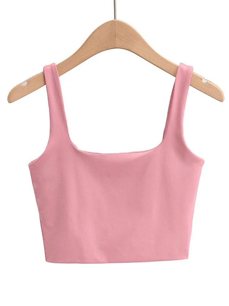 Square Collar Sleeveless Crop Top