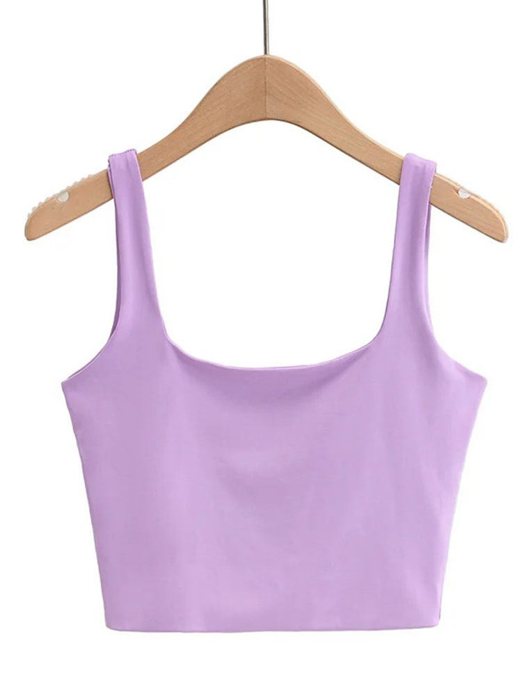 Square Collar Sleeveless Crop Top