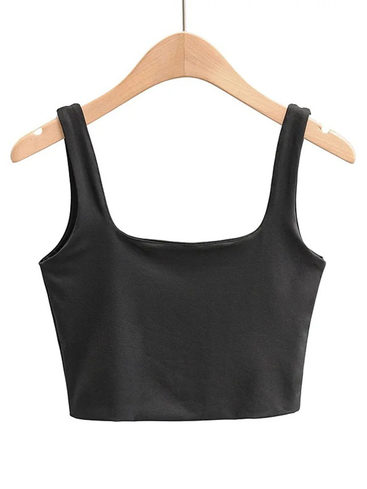 Square Collar Sleeveless Crop Top