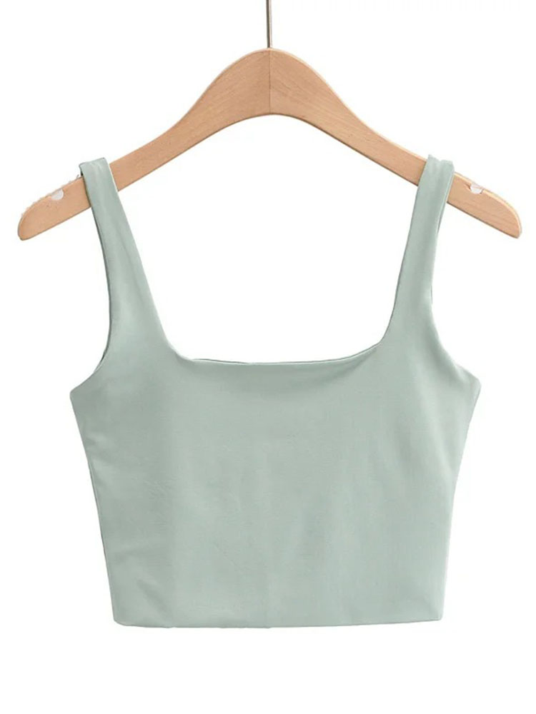 Square Collar Sleeveless Crop Top