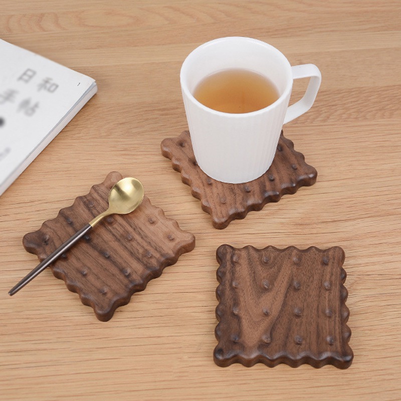 Square Natural Wood Biscuit Coaster