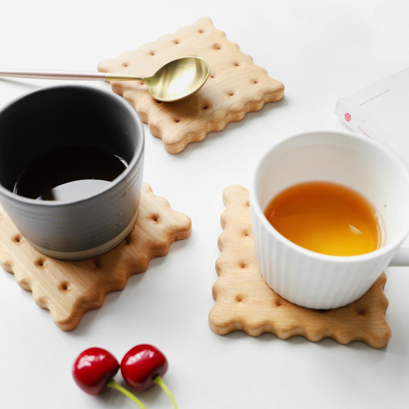 Square Natural Wood Biscuit Coaster
