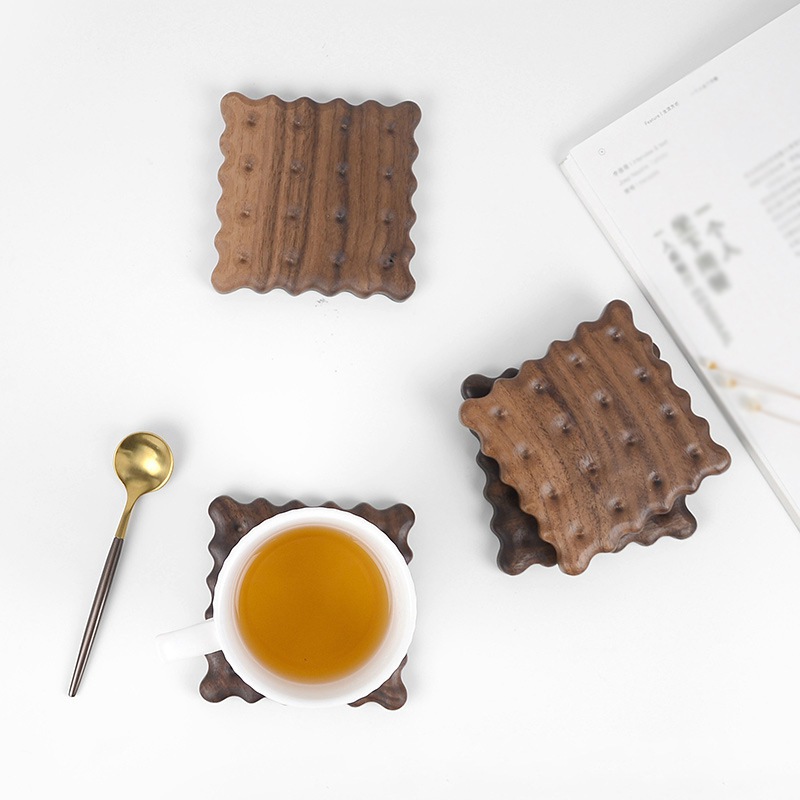 Square Natural Wood Biscuit Coaster