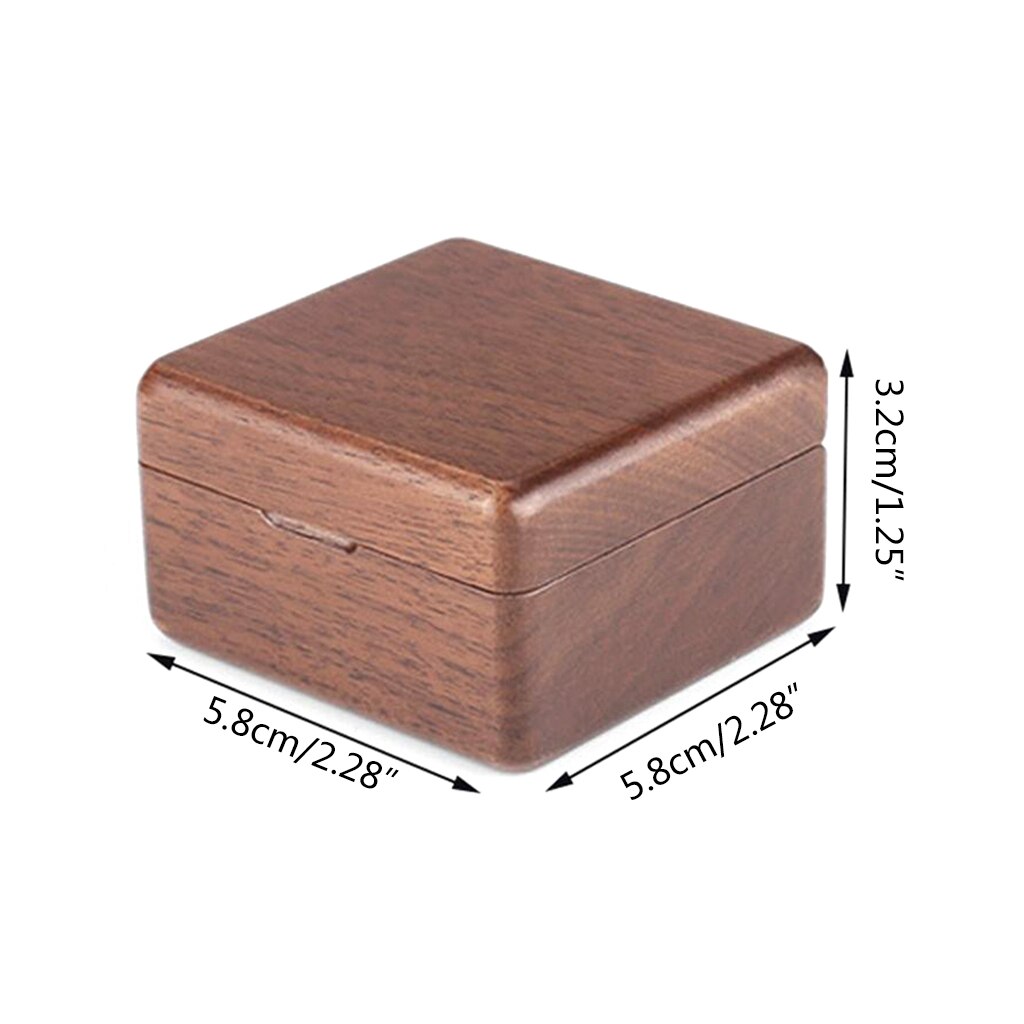 Square Natural Wooden Wedding Ring Box