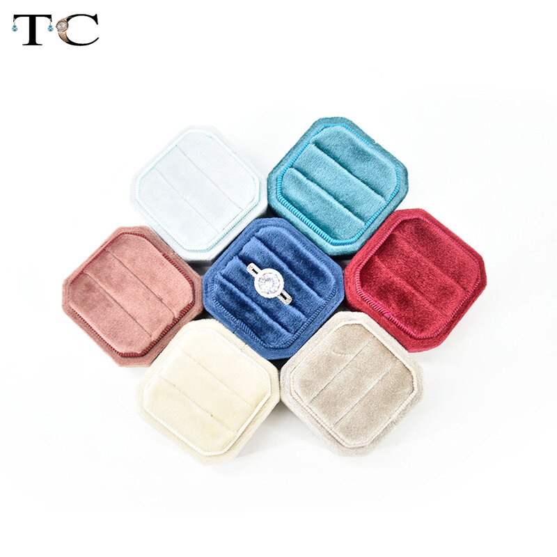 Square Shaped Velvet Ring Holder