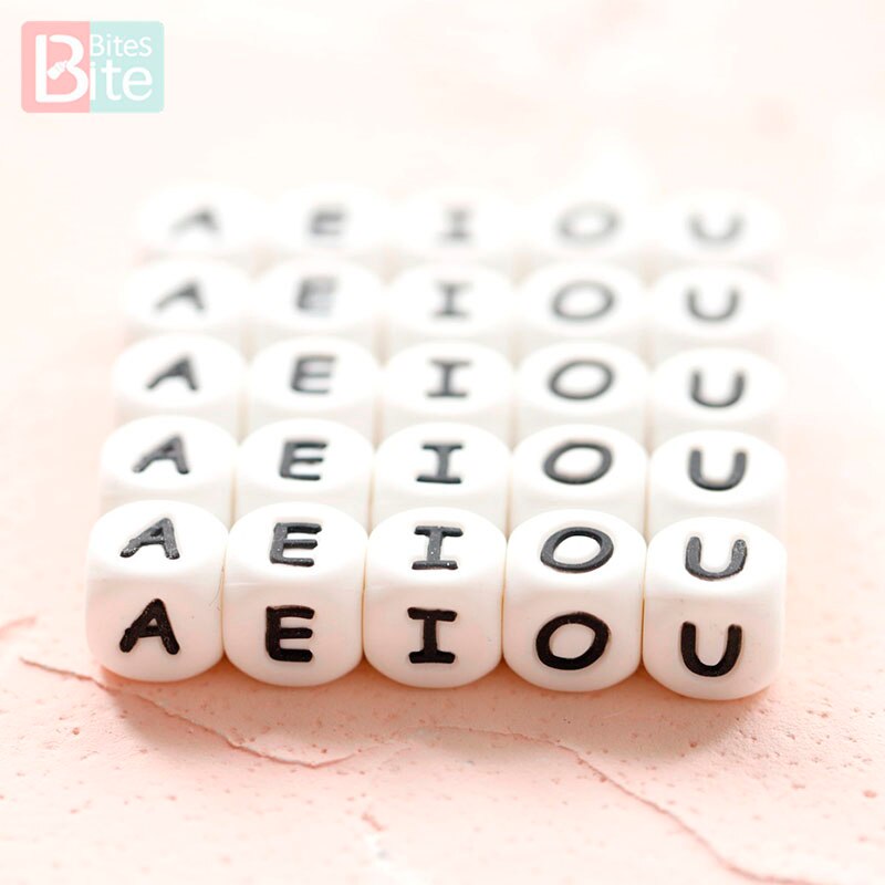 Square Silicone Letter Bead (10 pcs)