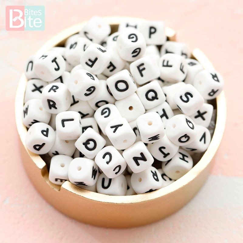Square Silicone Letter Bead (10 pcs)