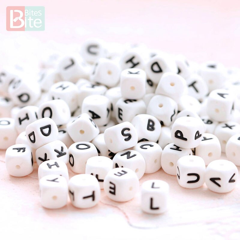 Square Silicone Letter Bead (10 pcs)