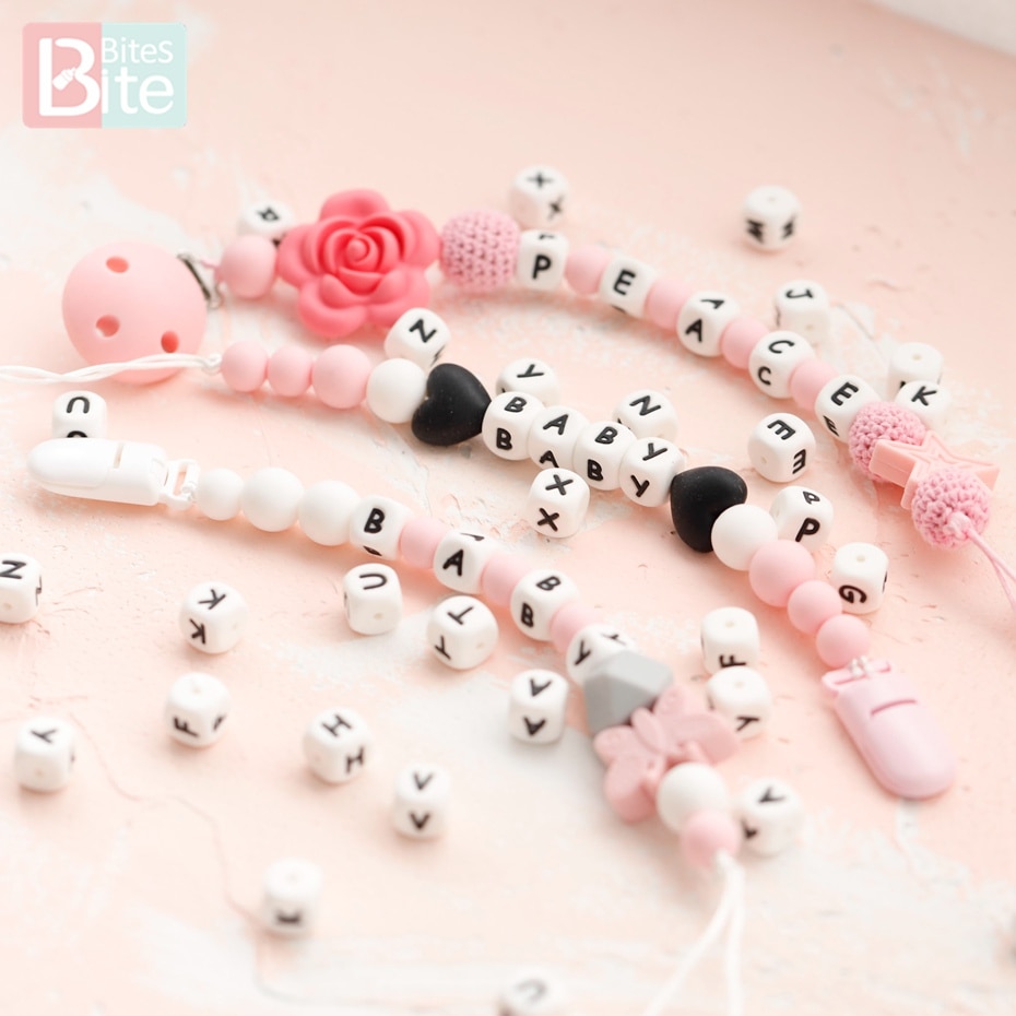 Square Silicone Letter Bead (10 pcs)