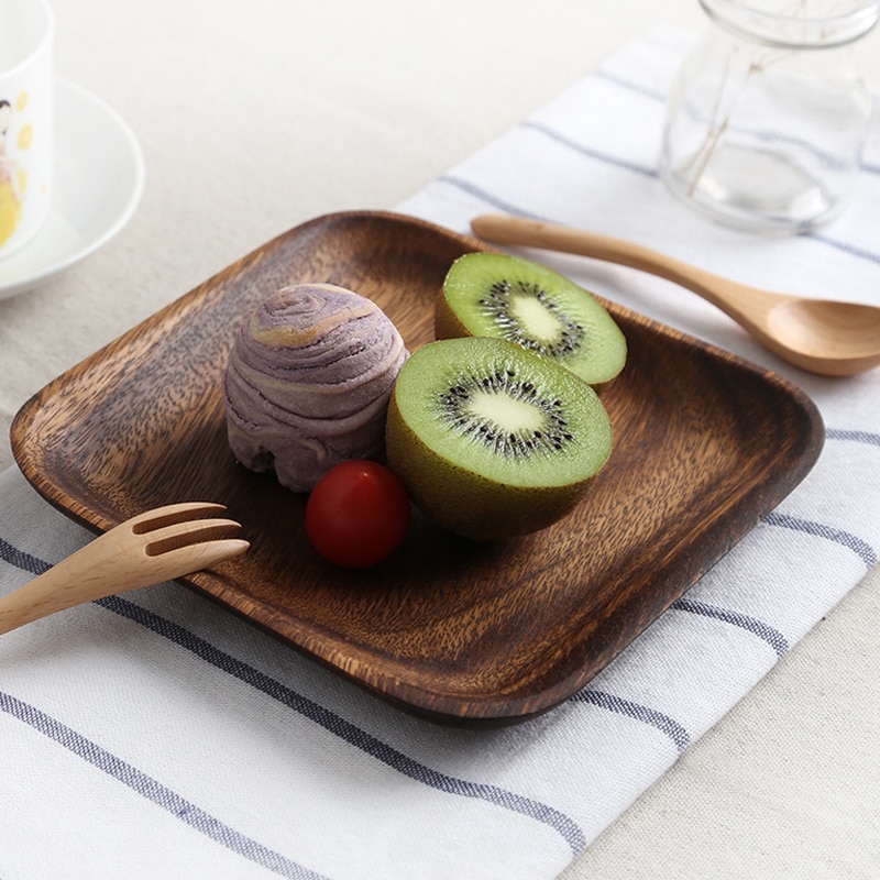 Square Wooden Plates Set (2 Pcs)