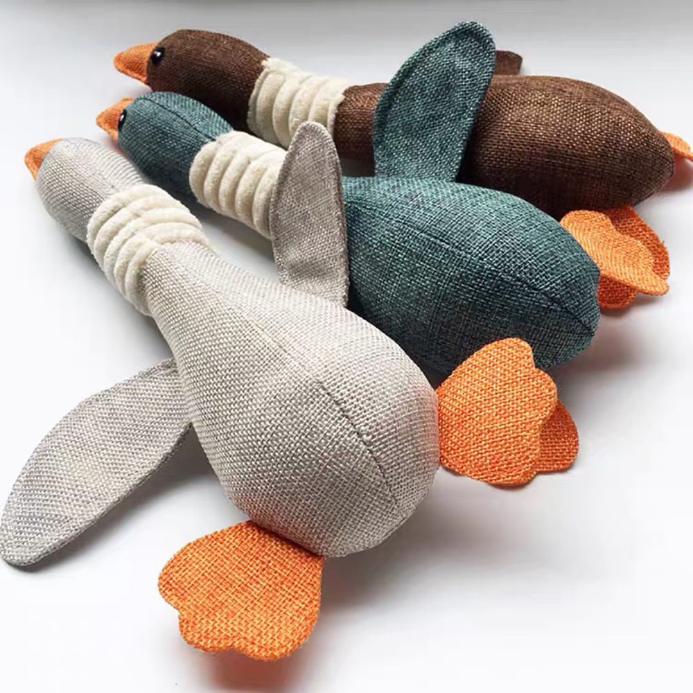 Squeaky Animal Plush Goose Dog Toy