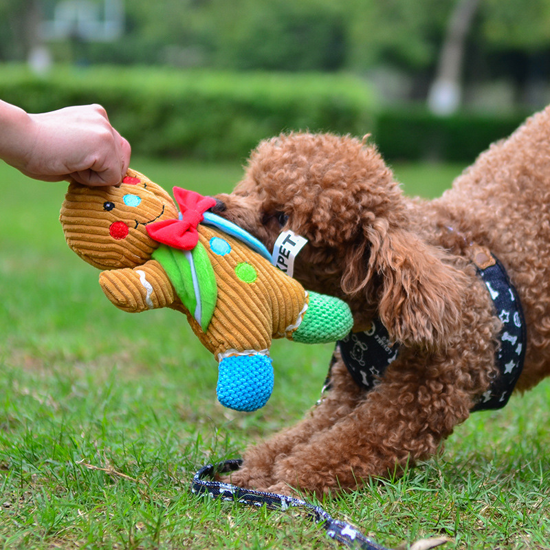 Squeaky Plush Gingerbread Man Dog Toy
